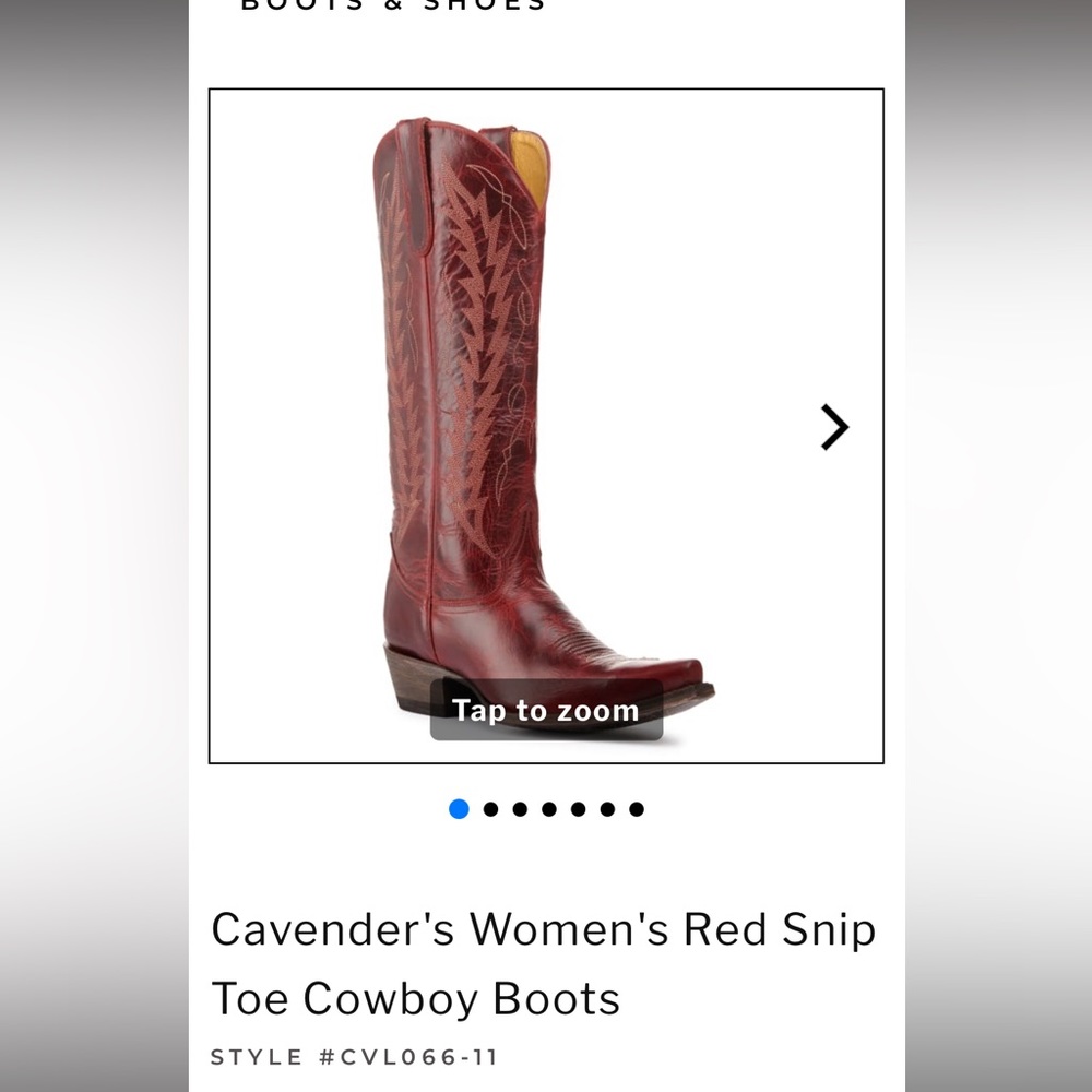 ISO Cavender’s Red Snip Toe Womens Cowboy Boots